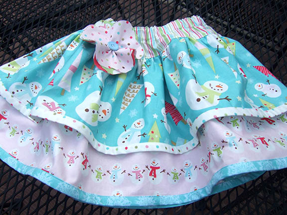 Snowflake Skirt sewn in the aqua colourway SK105