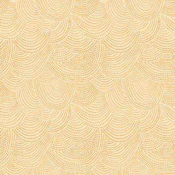 Scallop Dot in Sorbet by Dear Stella, orange dotted scallop fan texture on a warm pale peach ground