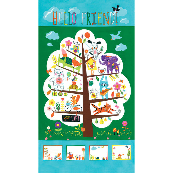 Hello Friend Treehouse 24.5" Panel in Multi by Abi Hall for Moda Fabrics