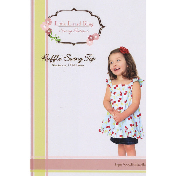 Ruffle Swing Top and Doll Top sizes 3m-10 by Little Lizard King - sewing pattern envelope front