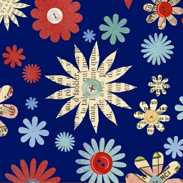 Handmade Flowers on Blue by Windham Fabrics
