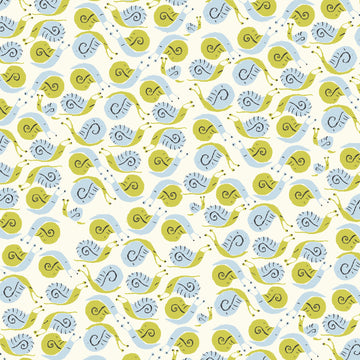 Far Far Away Snails in Green by Heather Ross for Windham Fabrics