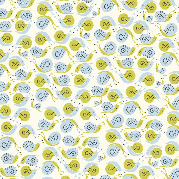 Far Far Away Snails in Green by Heather Ross for Windham Fabrics