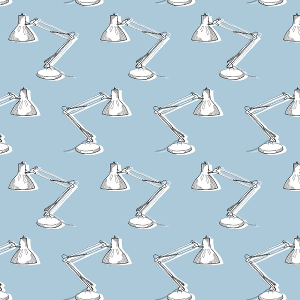 Desk Job Lamps on Blue by Windham Fabrics