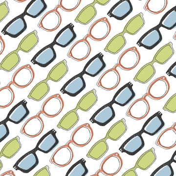 Desk Job Glasses on White by Windham Fabrics