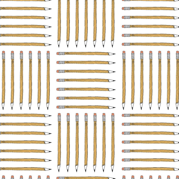 Desk Job Pencils on White by Windham Fabrics