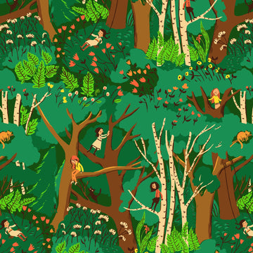 Heather Ross Favorites Climbing Trees in Jade by Heather Ross for Windham Fabrics 40927D-12