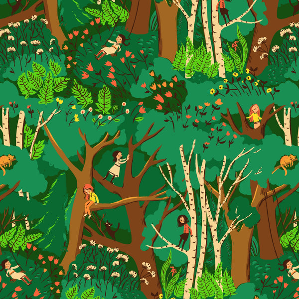 Heather Ross Favorites Climbing Trees in Jade by Heather Ross for Windham Fabrics 40927D-12