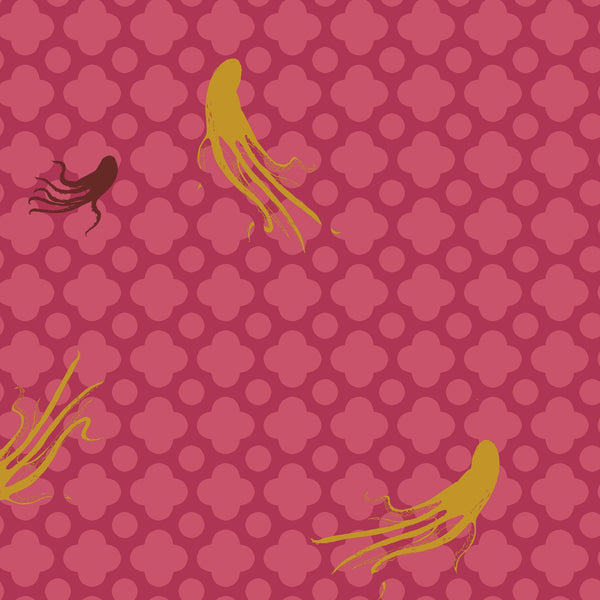 Mendocino Large Octopus on Dark Pink by Heather Ross for Windham Fabrics