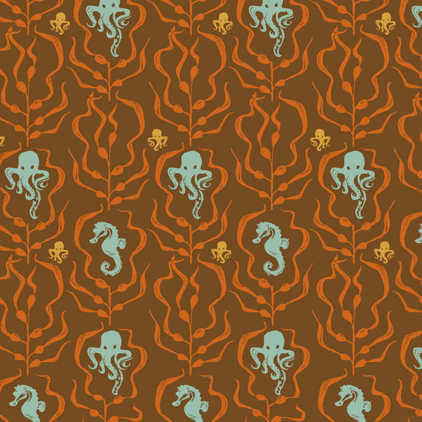 Mendocino Kelp Forest on Brown by Heather Ross for Windham Fabrics