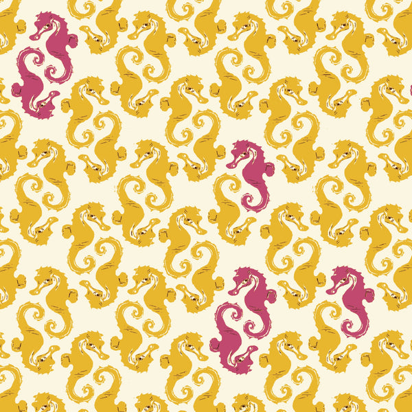 Mendocino Sea Horses in Yellow by Heather Ross for Windham Fabrics