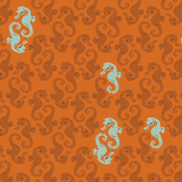 Mendocino Sea Horses in Orange by Heather Ross for Windham