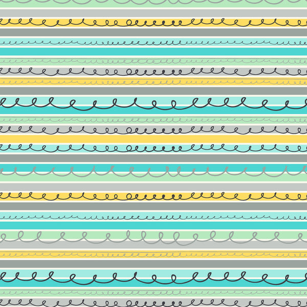 ANIMAL ABCs Stripes in Blue by Whistler Studios for Windham Fabrics