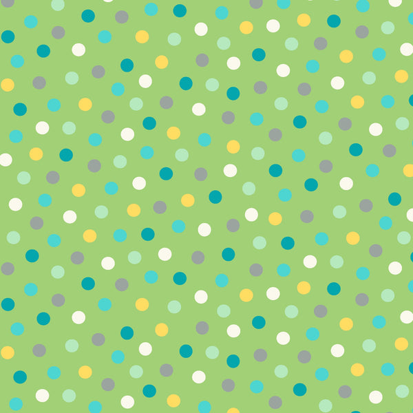 ANIMAL ABCs Polka Dots on Green by Whistler Studios for Windham Fabrics