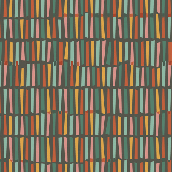 Party Animals Stripe on Charcoal by Petit Collage for Windham Fabrics
