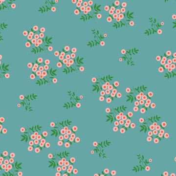 Maribel Dot Floral on Turquoise by Annabel Wrigley for Windham Fabrics