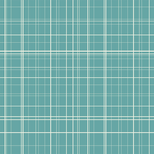 Maribel Fine Line Plaid in Turquoise by Annabel Wrigley for Windham Fabric