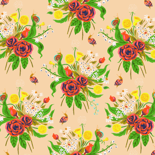 Sleeping Porch Wild Flowers in Dark Blush by Heather Ross for Windham Fabrics 42205-4