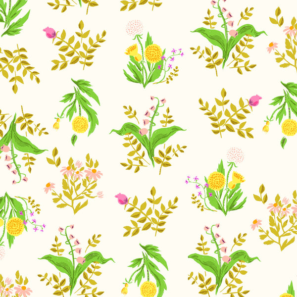 Sleeping Porch Bouquet on White by Heather Ross for Windham Fabrics