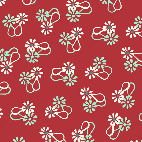 Hello Jane Loop Flower on Red