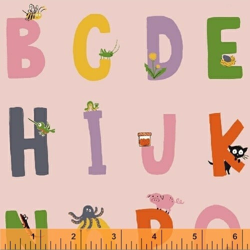 Kinder Alphabet Pink by Windham, quilting cotton