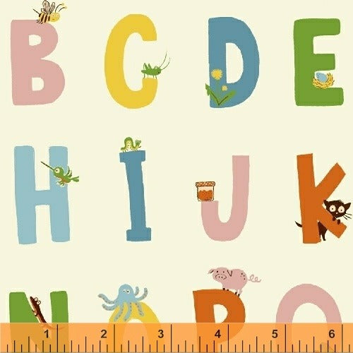 Kinder Alphabet White by Windham, quilting cotton