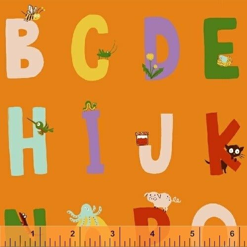 Kinder Alphabet Orange by Windham, quilting cotton