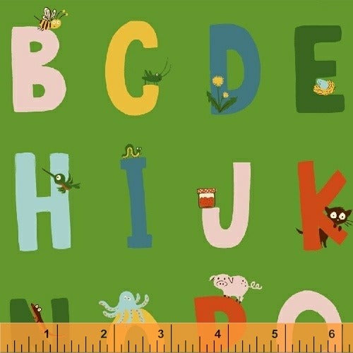 Kinder Alphabet Green by Windham, quilting cotton