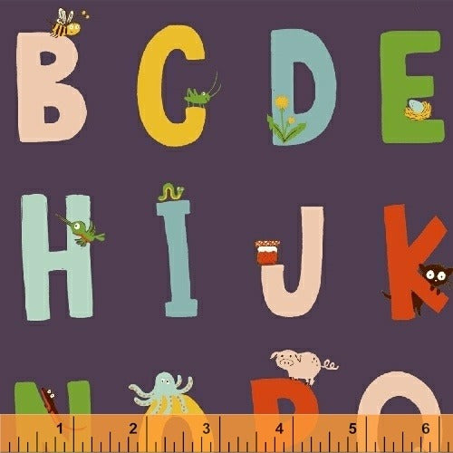 Kinder Alphabet Indigo by Windham, quilting cotton