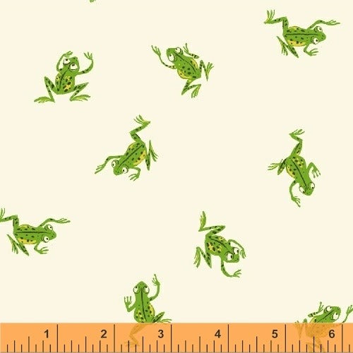 Kinder Frogs White by Windham, quilting cotton