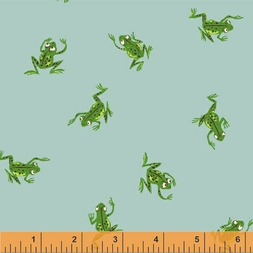 Kinder Frogs Pale Blue by Windham, quilting cotton