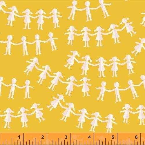 Kinder Paper Dolls Yellow by Windham, quilting cotton