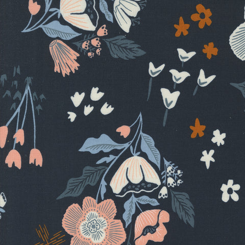 Folk Lore Garden Tales Large Floral in Dark Blue by Fancy that Design House 45600-25