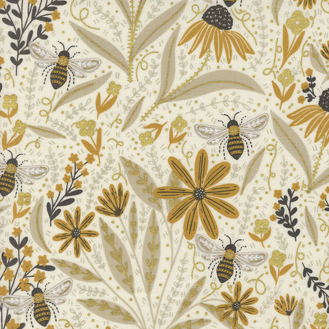 Bee Garden Florals Bees in Porcelain Metalic by Gingiber 48410-11M
