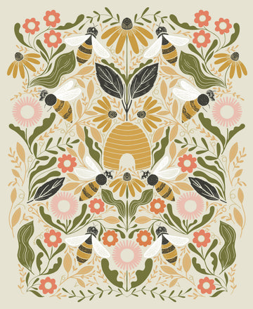 Bee Garden Panel in Porcelain Metalic by Gingiber 48418-11M
