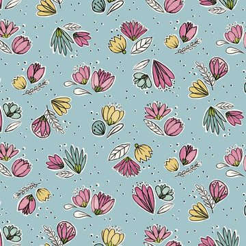 Catnip Small Floral Aqua