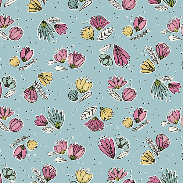 Catnip Small Floral Aqua
