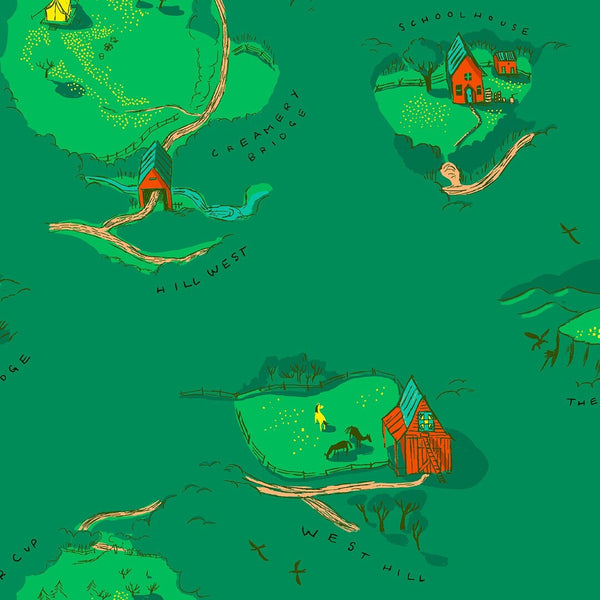 West Hill Buttercup Map in Grass Green by Heather Ross 52873-2