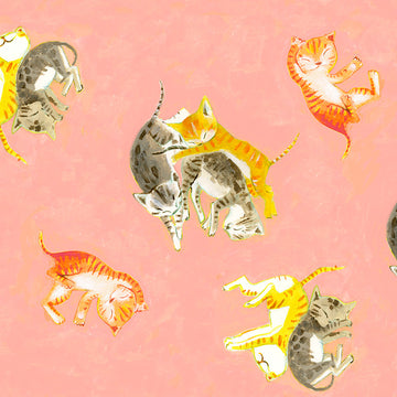 Heather Ross by Hand Barn Kittens in Salmon by Heather Ross 54251D-3