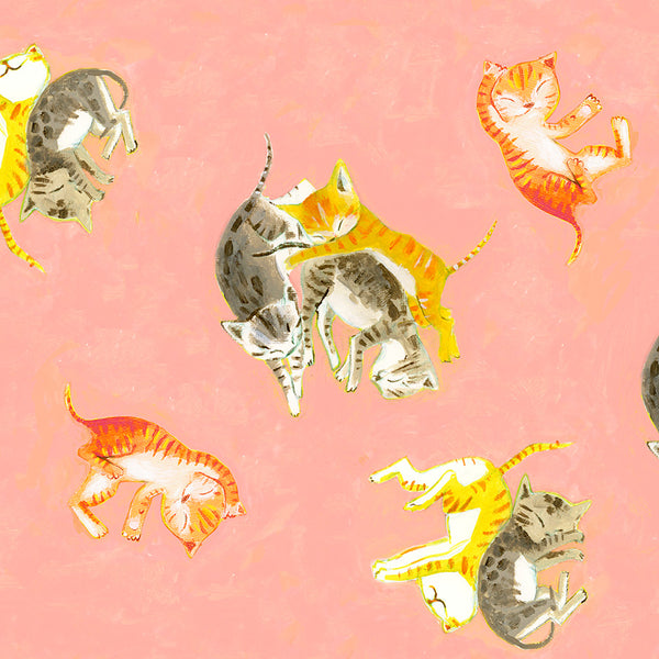 Heather Ross by Hand Barn Kittens in Salmon by Heather Ross 54251D-3