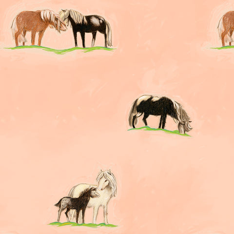 Heather Ross by Hand Ponies in Peach by Heather Ross 54253D-4