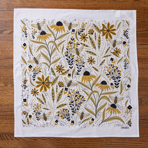 Bee Garden Beehive Tea Towel by Gingiber