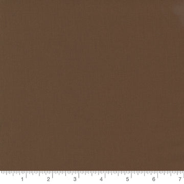 Earth Brown Bella Solid by Moda Fabrics, solid brown quilting cotton fabric swatch with inch ruler for scale