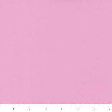 Amelia Pink Bella Solid by Moda, solid pink quilting cotton fabric swatch with inch ruler for scale