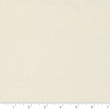 Bella Muslin in Unbleached by Moda, natural unbleached muslin solid quilting cotton with a ruler for scale
