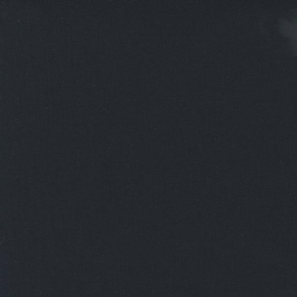 Bella Solid Black by Moda Fabrics, solid black quilting cotton fabric swatch