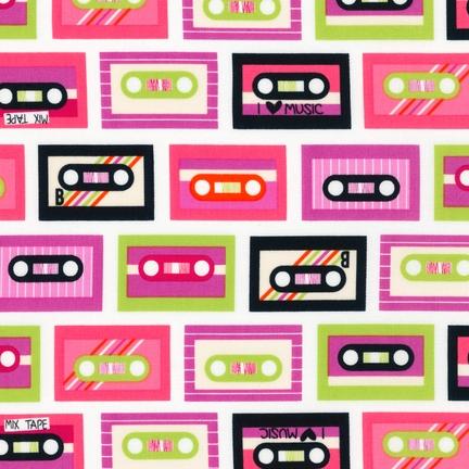 Beatbox Cassette Tapes in Retro by Ann Kelle for Robert Kaufman Fabrics