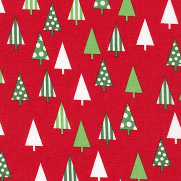 Jingle 4 Christmas Trees on Red by Ann Kelle for Robert Kaufman