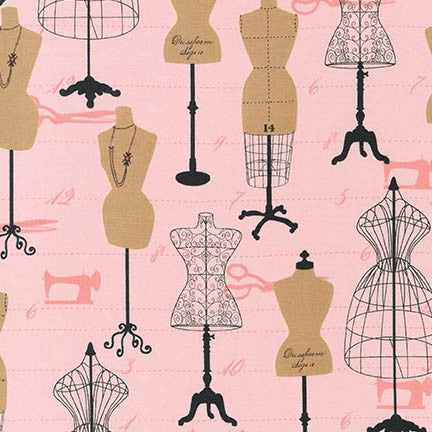 Sewing Studio Dressforms on Pink by Robert Kaufman Fabrics ACK-14862-200VINTAGE