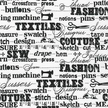 Sewing Studio Words on White by Robert Kaufman Fabrics ACK-14864-1-WHITE